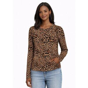 INC Leopard Print Long Sleeve Top - L